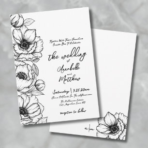 Convites Casamento Desenhado à Mão com Flores