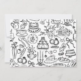 Convites casamento desenhado à mão vegan vegetariano