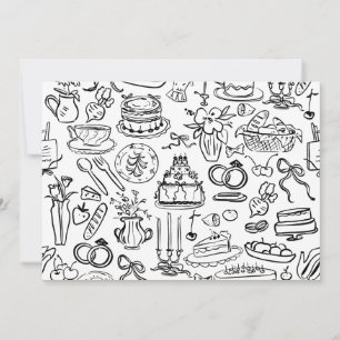 Convites casamento desenhado à mão vegan vegetariano