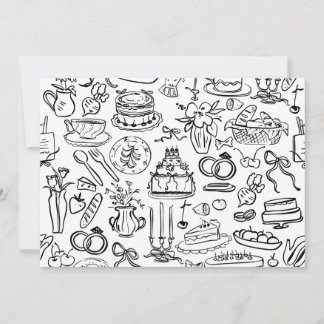 Convites casamento desenhado à mão vegan vegetariano