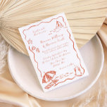 Convites Casamento Desenhado Da Mão Vermelha Branca De Prai<br><div class="desc">Encantem seus convidados para seu dia especial com este convite de casamento divertido para praia em na moda! Apresentando simples esboços originais e desenhados à mão de rabiscos de conchas, ondas e encantos costeiros, esta design traz uma energia divertida para a sua celebração. A letra de script e um quadro...</div>