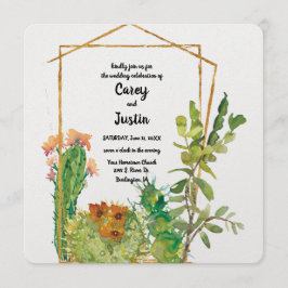 Convites Casamento Desert Cactus Watercolor