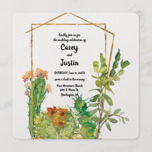 Convites Casamento Desert Cactus Watercolor