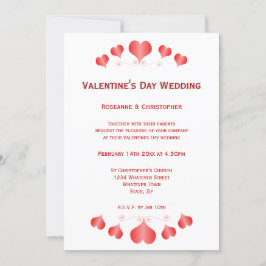Convites Casamento Design Dia de os namorados Red Hearts