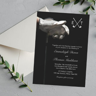 Convites Casamento desportivo Elegante Monograma do Clube G