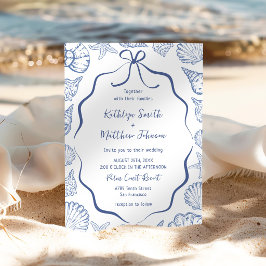 Convites Casamento Destino à Beira-Mar Dusty Blue Seashell