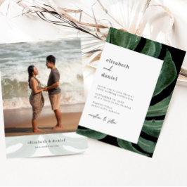 Convites Casamento Destino Folha Tropical de Monstera Foto