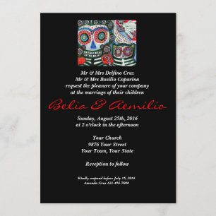 Convites Casamento - Dia dos Mortos - Mulher Mexicana & Gat