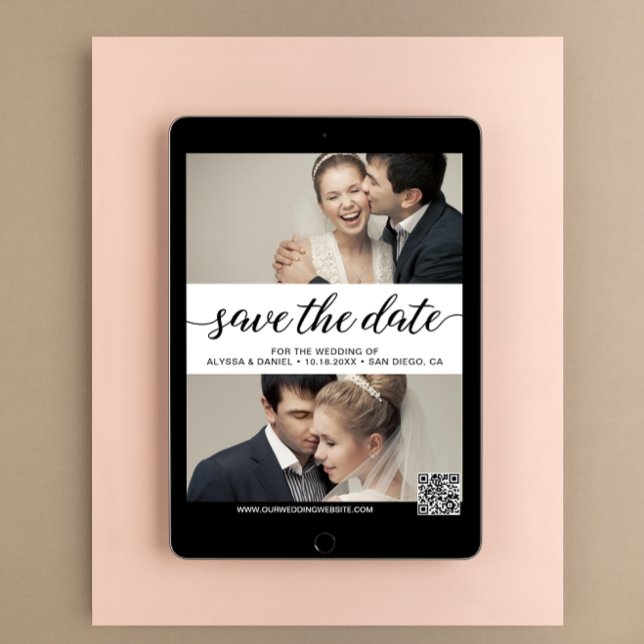 Convites Casamento Digital com Fotos Personalizadas de Scri (Digital photo wedding save the date template)