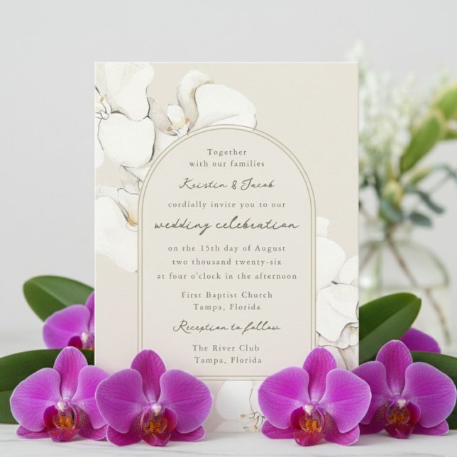 Convites Casamento Digital Floral Orquídeo Botânico (Botanical Orchid Floral Digital Wedding Invitation)