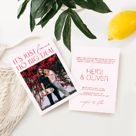 Convites Casamento Digital Mínimo de Foto Rosa Espelhada Mo