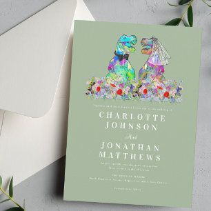 Convites Casamento Dinossauro Boho Campo de Flores Silvestr