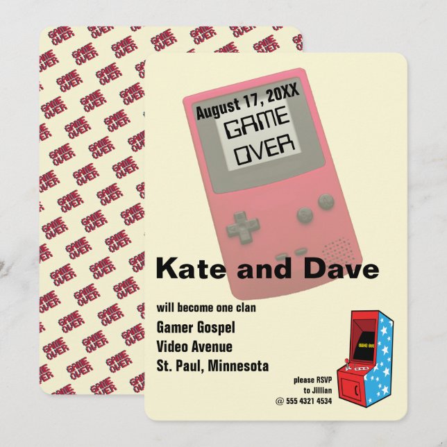 Convites Casamento Divertido de um Vídeo Jogador Incrível (Frente/Verso)
