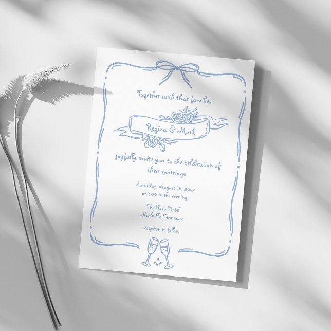 Convites Casamento Divertido e Excêntrico com Desenhos à Mã (Criador carregado)