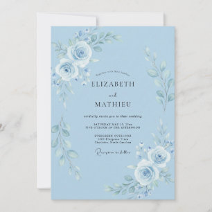 Convites Casamento Divino de Primavera Azul Claro