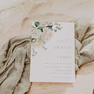 Convites Casamento Divino de Rosas Brancas Todas as Estaçõe