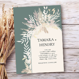 Convites Casamento do Arco Botânico Elegante Verde Sage