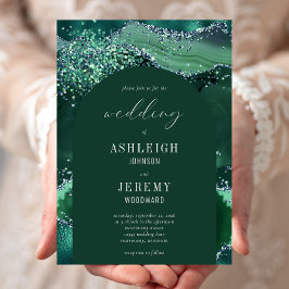 Convites Casamento do Arco do Emerald Green Glitter