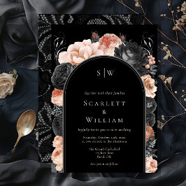 Convites Casamento do arco preto esmagador gótico Vintage