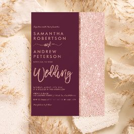 Convites casamento do bloco de cores burgundy rosa dourado