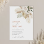 Convites casamento do boho greenery pampas<br><div class="desc">Um boho rústico pampas verde design com tema floral de cor d'água de casamento com letras elegantes de caligrafia.</div>