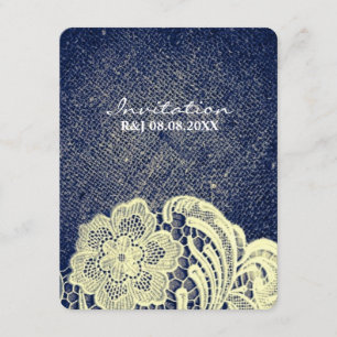 Convites casamento do campo azul-burlap, azul-russa marinho