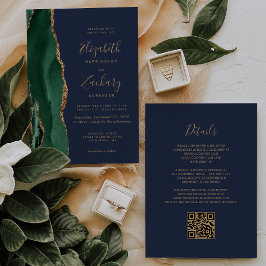 Convites Casamento do Código QR Azul do Marinho de Agate Do