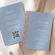 Casamento do Código QR com Glitter Dourado Rosa Az