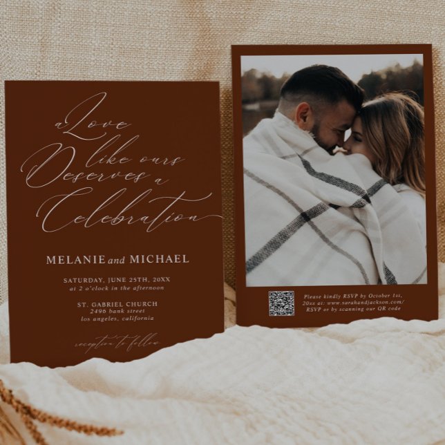 Convites Casamento do Código QR da Caligrafia Clássica Russ (Criador carregado)