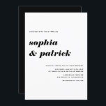 Convites Casamento do Código QR da Tipografia Retrópica em<br><div class="desc">Este convite de casamento de na moda combina elegância com conveniência moderna. Apresentando uma tipografia retrô-itálica negra ousada, evoca uma sensação de médio século enquanto mantém as coisas atualizadas com um código de QR digitalizável para seus detalhes de casamento. O layout minimalista o torna ideal para uma ampla gama de...</div>