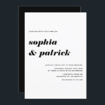 Convites Casamento do Código QR da Tipografia Retrópica em<br><div class="desc">Este convite de casamento de na moda combina elegância com conveniência moderna. Apresentando uma tipografia retrô-itálica negra ousada, evoca uma sensação de médio século enquanto mantém as coisas atualizadas com um código de QR digitalizável para seus detalhes de casamento. O layout minimalista o torna ideal para uma ampla gama de...</div>
