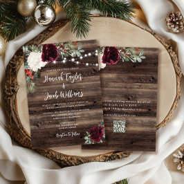 Convites Casamento do Código QR de Natal da Madeira Rústica