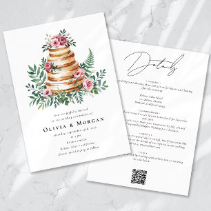 Convites Casamento do Código QR do Bolo Eucalyptus Roses Ro