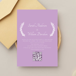 Convites Casamento do Código QR do Monograma Roxo Elegante