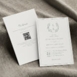 Convites Casamento do Código QR do Monograma Verde Sage<br><div class="desc">Caligrafia elegante e monograma botânico wreath sage verde QR code convite para casamento.</div>