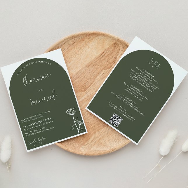 Convites Casamento do Código QR do Orçamento Verde do Elega (Criador carregado)