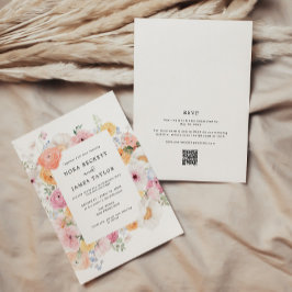 Convites Casamento do Código QR do Quadro Floral Colorido P