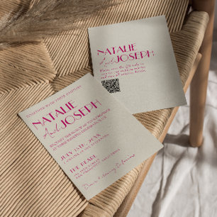 Convites Casamento do Código QR do Retro Francês Francês Re