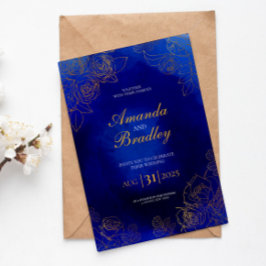 Convites Casamento do Código QR do Rico Dourado do Rosa Azu