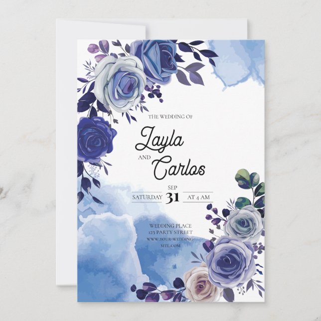 Convites Casamento do Código QR do Rico Real Elegante do Ro (Frente)