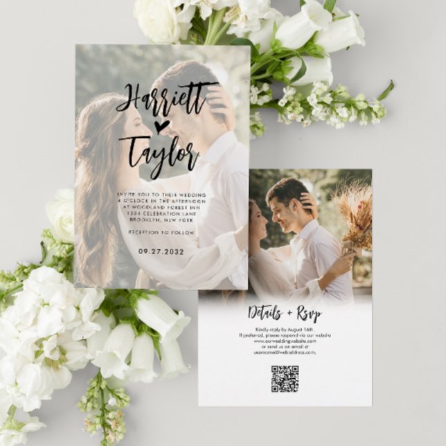 Convites Casamento do Código QR do Script Coração Romântico (Criador carregado)