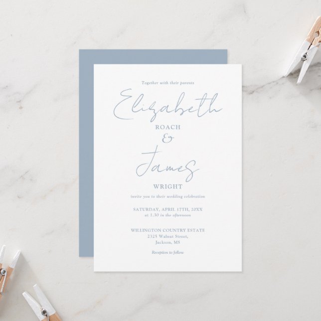 Convites Casamento do Código QR Elegante Minimalista Dusty  (Frente/Verso In Situ)