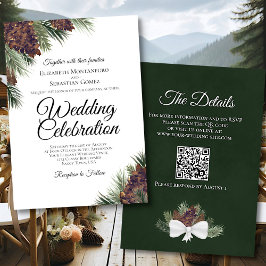 Convites Casamento do Código QR Elegante Rustic Boho Pineco
