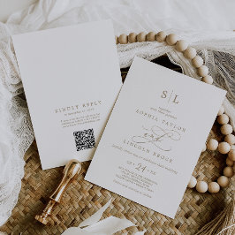 Convites Casamento do Código QR Frente Anterior do Monogram
