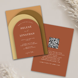 Convites Casamento do Código QR Moderno de Terracotta Minim