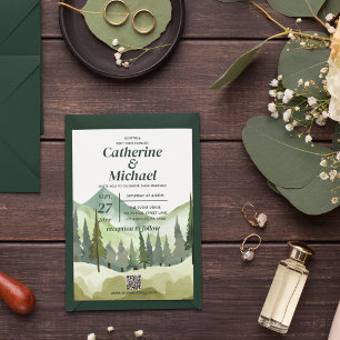 Convites Casamento do Código QR Russo da Montanha Emerald G