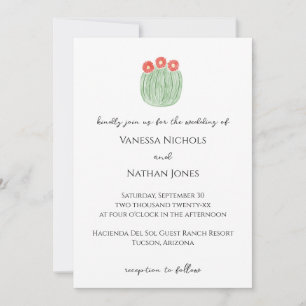 Convites Casamento do Deserto de Barrel Cactus, Flor Vermel