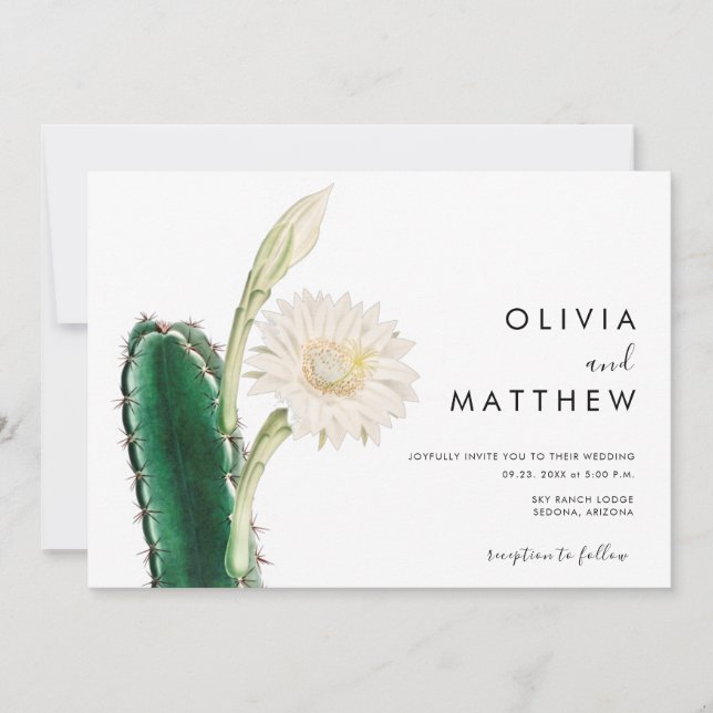 Convites Casamento do deserto do cacto botânico Elegante (Frente)