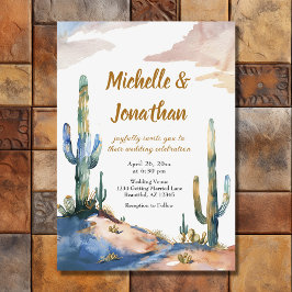 Convites Casamento do Deserto do Saguaro Cactus Watercolor