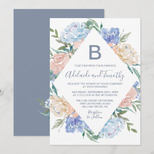 Convites Casamento do Diamante Floral Dusty